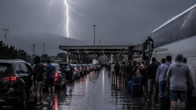 Thunder Strikes Border Crossing: Travelers Left Stranded at Evzoni