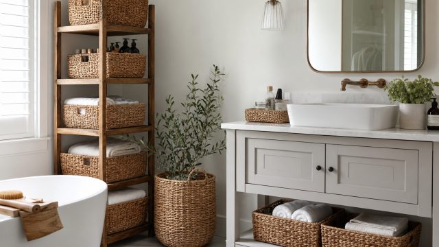 Transform Your Bathroom with Vintage Wicker Baskets for Effortless Storage
